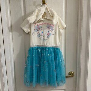 NWOT Sanrio Cinnamoroll Cosplay Dress with Puffy Ear Hood & Tulle Layer Skirt XL